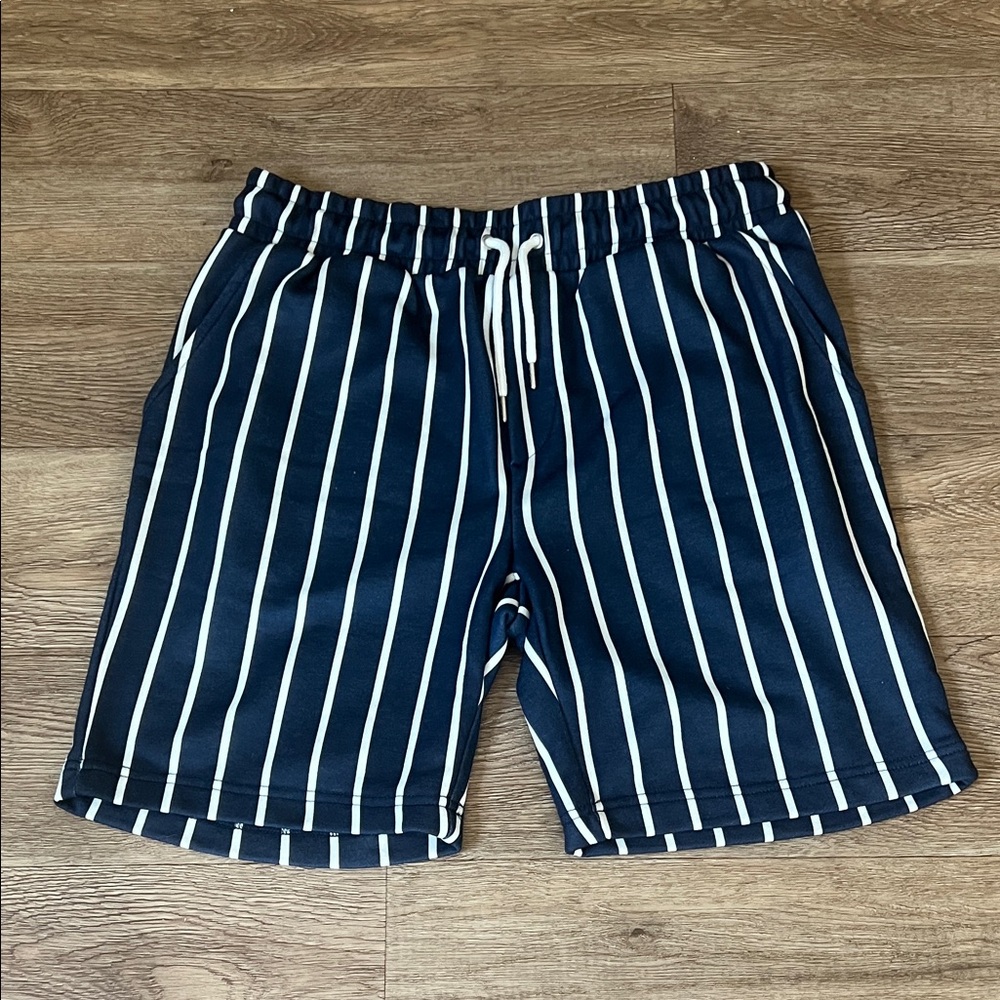 Forever 21 Men's Navy and White Striped Board Shorts